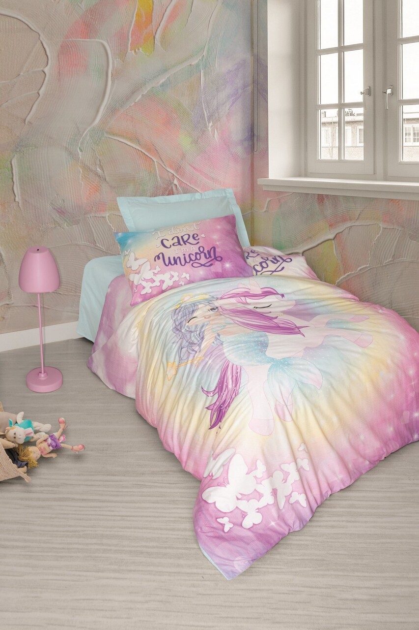 Lenjerie de pat pentru o persoana Young, L'essentiel Maison, Sirena, Verde menta - imagine 3
